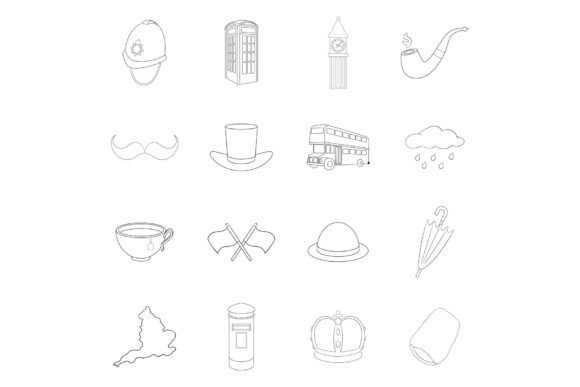 Download United Kingdom Travel Icon Set Outline - Premium Resources