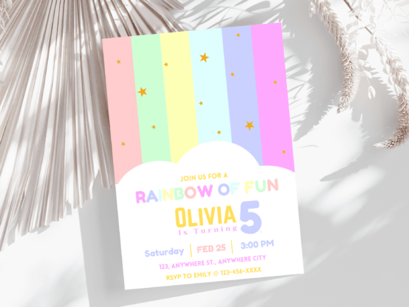Download Rainbow Birthday Party Invitation Card - Birthday party Collection
