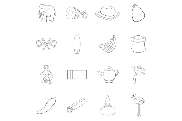 Download Sri Lanka Travel Icon Set Outline - Premium Resources