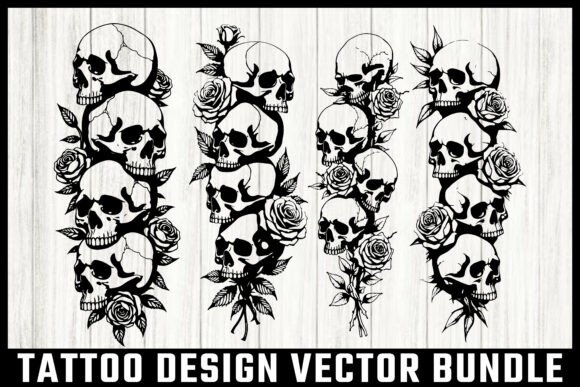 Download Skulls and Roses Tattoo Design Vector B - Tattoo design Collection