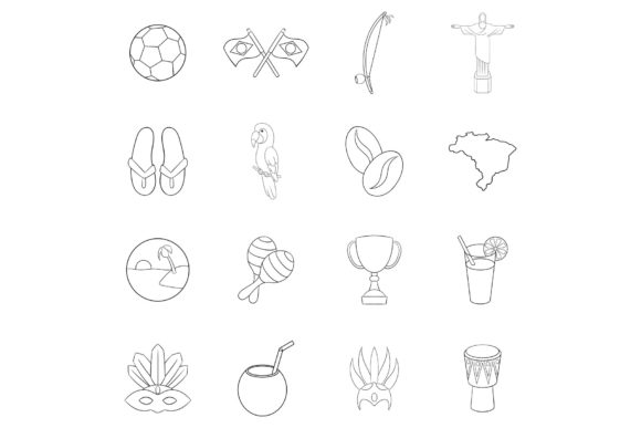 Download Brazil Travel Icon Set Outline - Premium Resources