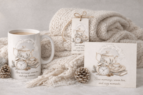 Download Cozy Tea Time Winter Illustration - Winter illustration Collection