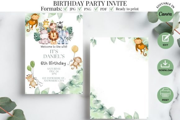 Download Wild Safari Birthday Party Invitation - Birthday party Collection