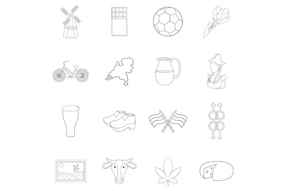 Download Netherland Travel Icon Set Outline - Premium Resources