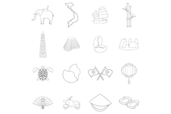 Download Vietnam Travel Icon Set Outline - Travel icon set Collection