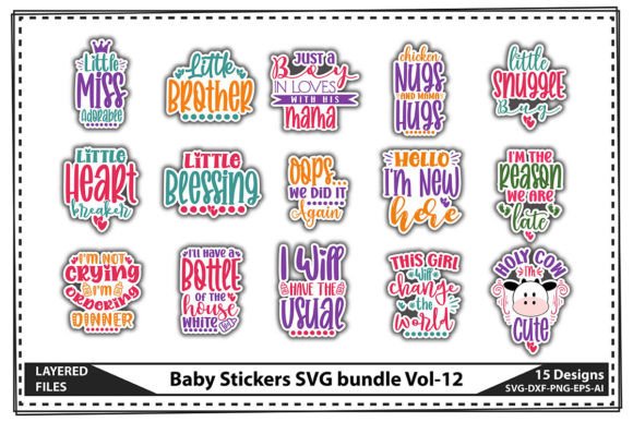 Download Baby Stickers SVG Bundle Vol-12 - Baby stickers Collection